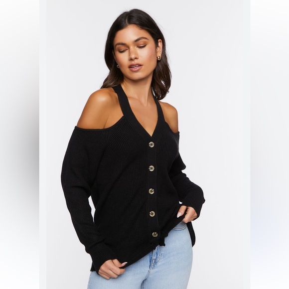NWT Open Shoulder Women's Black Sweater - Picture 1 of 5